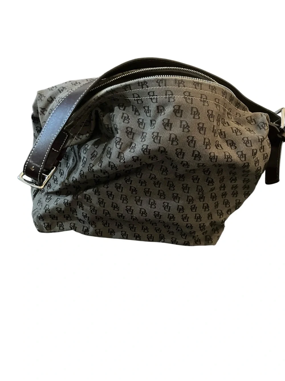 Men's Brown Canvas and Leather Organizer Bag - Beige Interior